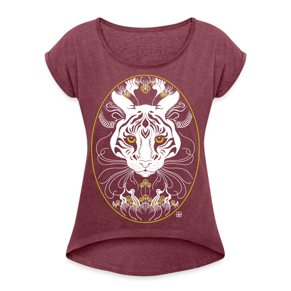 Women's Roll Cuff T-Shirt - heather burgundy