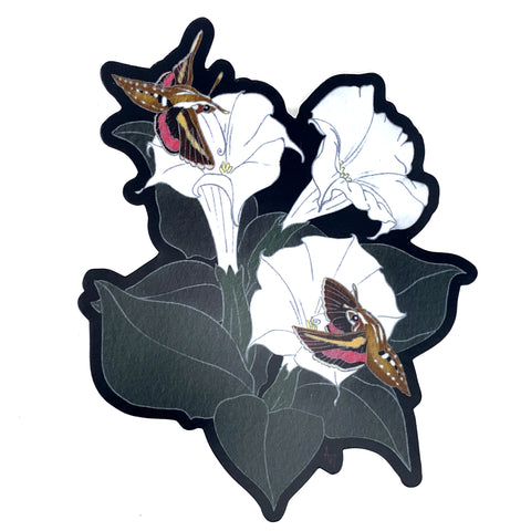 Large Hawk Moth & Moon Flower Sticker
