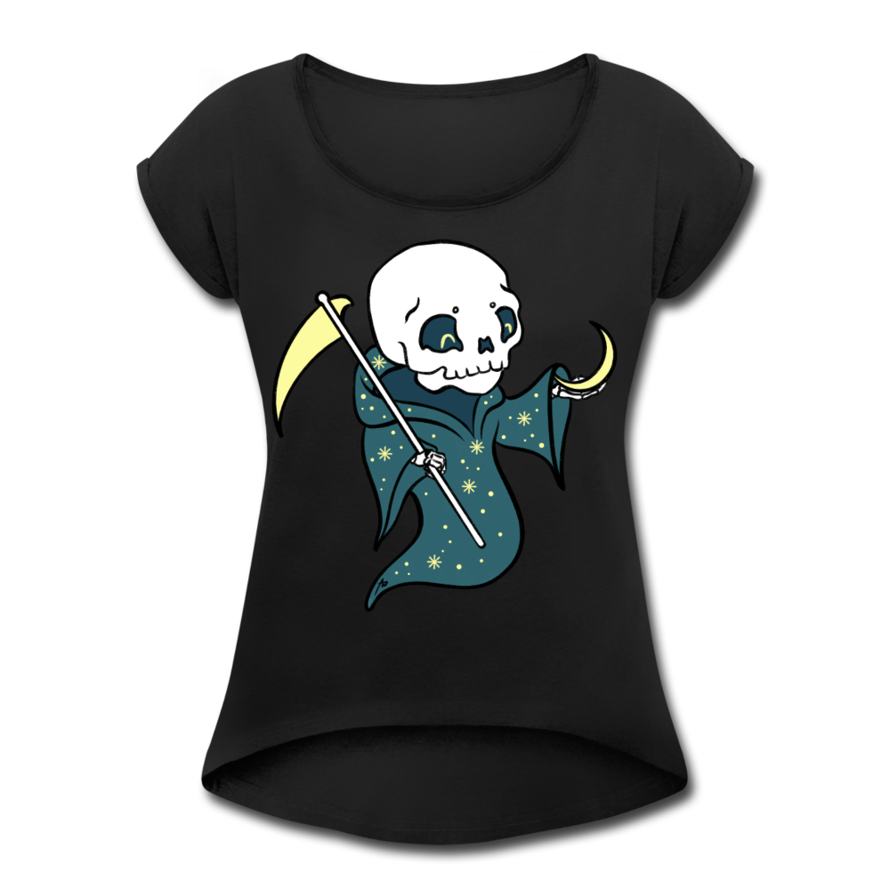 Baby Reaper / Scoop Neck, Roll Cuff T-Shirt / Color Options Available - black