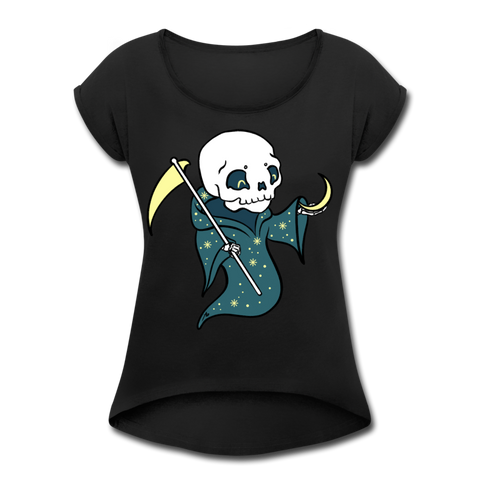 Baby Reaper / Scoop Neck, Roll Cuff T-Shirt / Color Options Available - black