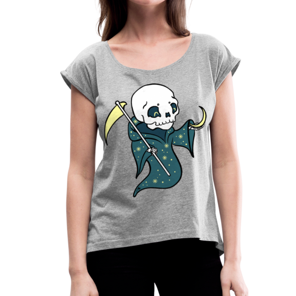 Baby Reaper / Scoop Neck, Roll Cuff T-Shirt / Color Options Available - heather gray
