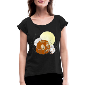 Pumpkin Mice / Roll Cuff T-Shirt - black