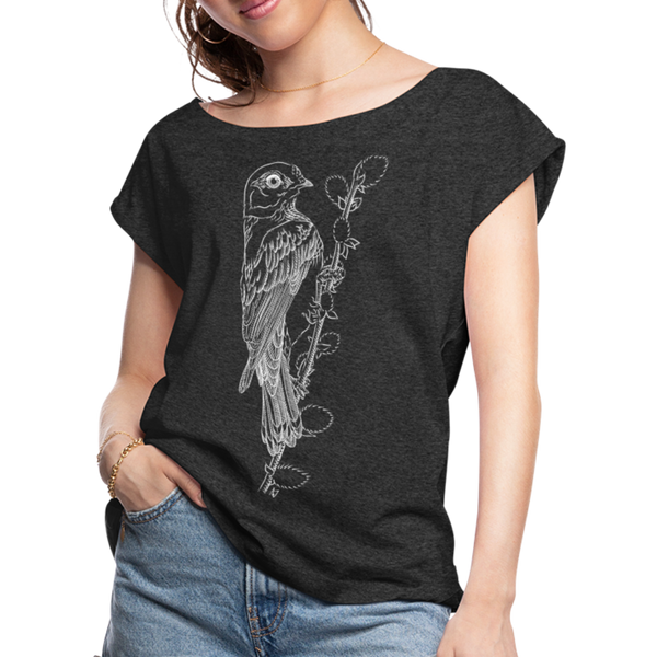 Women's Roll Cuff T-Shirt - heather black